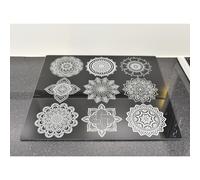 Deenz 60X52Cm Black Geometric Universal Hob Cover Plate Tempered Glass