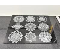 Deenz 60X52Cm Black Geometric Universal Hob Cover Plate Tempered Glass Worktop Saver Dishwasher Safe 5Mm All Types Of Cookers (Hob Cover 4 Feets)