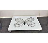 Deenz 60X52Cm White Butterfly Sketch Universal Hob Cover Plate Tempered Glass Worktop Saver Dishwasher Safe 5Mm All Types Of Cookers (Hob Cover 4 Feets)