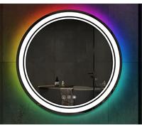 DEENZ 60X60 Cm Dual Led Round Lighted Bathroom Wall Mirror Multi Colors Light Touch Switch With Fog Pad Illuminated Backlit