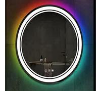 Deenz 60X60 Cm Dual Led Round Lighted Bathroom Wall Mirror Multi Colors Light Touch Switch With Fog Pad Illuminated Backlit