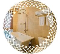 Deenz 60X60Cm Led Round Geometric Lighted Bathroom Wall Mirror White Light Touch Switch With Fog Pad Illuminated Backlit L8043