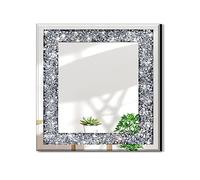 DEENZ 60x60cm Sparkling Decorative Wall Mirror For Home Decoration With Silver Crystal Crush Diamond Décor Wall Hang Frameless Mirror Glass
