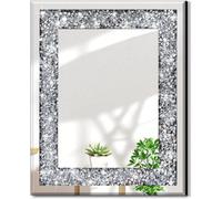 Deenz 60X80Cm Sparkling Decorative Wall Mirror Silver Crystal Crush Diamond