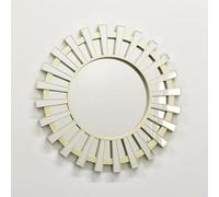 Deenz 66Cm Large Round Sunburst Panels Wall Mirror Beige Round Mirror Home Living Decor Gift New