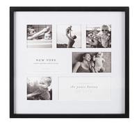 DEENZ 7-Photo Collage Multi Aperture Picture Square Frame MDF & Glass Construction New York Theme Wall Mounted Crafted Beautifully Stylish Look Relive Happy Memories To Treasure Loved Ones 42 X 2.5 Cm