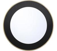 Deenz 70Cm Ribbed Glass Metal Frame Gold Wall Mirror Black Round Home Décor Modern Design Bedroom Living Room Gift