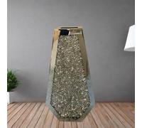 DEENZ 70Cm Xl Large Sparkle Diamond Crushed Crystal Silver Mirrored Floor Vase