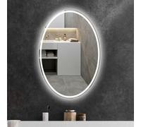 Deenz 70X50 Cm Double Led Oval Lighted Bathroom Wall Mirror 3 Color Light Touch Switch With Fog Pad Illuminated Backlit L8033