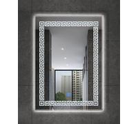 DEENZ 70X50 Cm Led Rectangle Zig Zag Lighted Bathroom Wall Mirror 3 Color Light Touch Switch With Fog Pad Illuminated Backlit L026