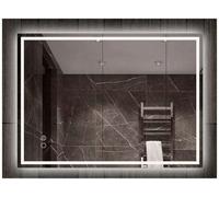 Deenz 70X50Cm Double Led Rectangle Lighted Bathroom Wallmirror 3 Color Light Touch Switch With Fog Pad Backlit L8038