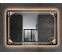 Deenz 70X50Cm Led Rectangle Stylish Lighted Bathroom Wallmirror Warm Light Touch Switch With Fog Pad Illuminated Backlit L102