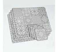 DEENZ 8 X Geometric White Grey Printed Coaster Placemat