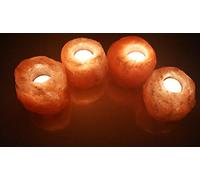 DEENZ 8 X Himalayan Crystal Rock Salt Candle Tea Light Holder 100% Natural Premium and FINE Quality (8X Candle Holder)