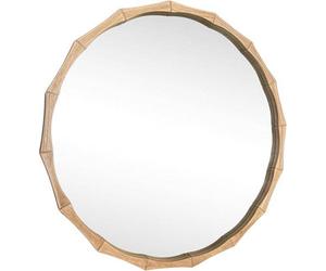 Deenz 80Cm Bamboo Effect Wood Round Mirror For Bathroom Large Hanging Wall Mounted Mirrors For Living Room Bedroom