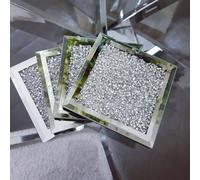 Deenz 8X Modern Crystal And Mirror Coaster New Set Of 8 Glitter Crushed Diamante Jewel Best Gift