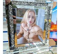 Deenz 8X10In Picture Crushed Jewel Diamond Mirrored Crystal Photo Frame Free Standing Home Decor Best For Gift Love Ones