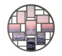 DEENZ 9 Picture Round Multi Aperture Photo Frame Holds 6X4 / 5X7 Inch Grey