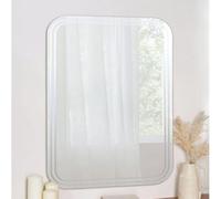 Deenz 90X60Cm Etched Curved Wall Mirror Bathroom Mirror Wall Mounted Frameless Contemporary Curved Bevelled Edges