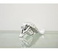 Deenz Angel With Long Wings Crushed Diamond Jewel Beautiful Sitting Angel Silver Sparkle Shelves Ornament Home Decor Best For Gift (Silver)