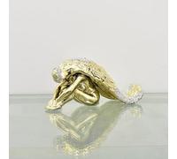 Deenz Angel With Long Wings Crushed Diamond Jewel Beautiful Sitting Angel Silver Sparkle Shelves Ornament Home Deco ( Gold )