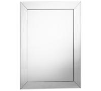 Deenz Angled Bevelled Edges Glass Frameless Wall Mounted Mirror Home Decor Rectangle Statement Piece Clear Silver Finish 60X80 Cm