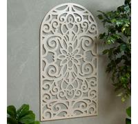 Deenz Arched Design Metal Wall Mounted Screen Neutral Finish For Indoor & Outdoor Use Decorative Garden Art Panel 120X60Cm
