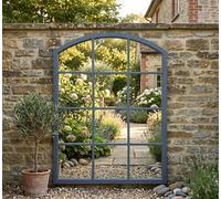 Deenz Arched Top Window Style Looks Modern Home Grid Large Wall Mirror Grey Framed Plastic Back Vertical Mounting Elegant 76X50Cm