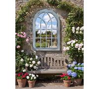 Deenz Arched Window Style Soho Mirror Gothic Design Grey-Rustic Plastic Framed Wall Mounted Indoor/outdoor Elegant Display 73X48Cm