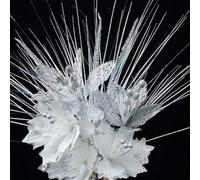 Deenz Artificial Bunch Of Flowers Silver White Bouquet Christmas Wedding Party Home Decorative