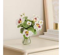 Deenz Artificial Crisp White Pansy Bundle Polyester Leaves Floral Polyethylene Plastic Component Realistic Flower Steel 26X15X17Cm