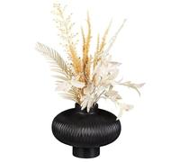 DEENZ Artificial Foliage In Sleek Black Ribbed Round Pot Indoor Plant Arrangement Home Interior Floral Display Natural Looks Botanical Charm Seasonal Decorative Died Flower Large Centrepiece