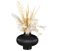 Deenz Artificial Foliage In Sleek Black Ribbed Round Pot Indoor Plant Arrangement Home Interior Floral Display Natural Looks Large