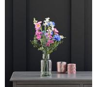 Deenz Artificial Multicoloured Wildflower Bouquet In Glass Vase Indoor Decorative Arrangement Life Like Appearance 160 X 43 Cm