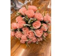 Deenz Artificial Rich Burgundy Hue Realistic Chrysanthemum Blooms Bouquet Polyester/plastic/pvc Indoor Use Raffia Grass 26 X 13 Cm