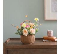 Deenz Artificial Wildflower Arrangement Woven Basket Planter Multicolours Blooms Display Polyester/plastic/eps Flowers 34X33X22 Cm