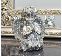 DEENZ Baby Angel With Wings Beautiful Crushed Diamond Jewel Sitting Angel Silver Sparkle Shelves Ornament Best For Gift
