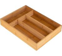 Deenz Bamboo Cutlery Tray Essentials Natural Bamboo Expandable Cutlery Tray Utensils Holder Storage Drawer Organizer ( Medium )