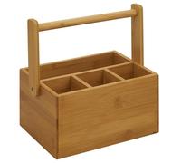 DEENZ Bamboo Utensil Caddy Wooden Cutlery Organiser Utensil Holder Portable Kitchen Storage Caddy Organiser For Cutlery & Condiments Table Organiser Bar Caddy Cutlery Basket