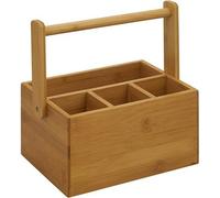 Deenz Bamboo Wooden Utensil Holder Portable Kitchen Storage Caddy Organiser For Cutlery & Condiments Basket 23 X 15 Cm