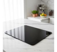 Deenz Black Smooth & Flat Float Glass Worktop Saver/Chopping Board - 50 X 40Cm Round Corner
