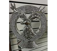 DEENZ Bling Crushed Diamond Stag Reindeer Silver Stunning Ornament Shelf Sitter