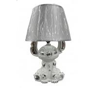 DEENZ Bling Crushed Diamond Stitch Table Lamp with Silver Shade Ceramic Base Sparkling Bedside Home Decor Gift (White Silver)