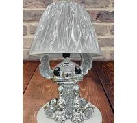 DEENZ Bling Crushed Diamond Stitch Table Lamp with Silver Shade Ceramic Base Sparkling Bedside Home Decor Gift (Silver)