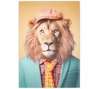 DEENZ Bright Dapper Animal Framed Print Multicolour Wall Art Home Décor Badroom Living Room (Loin)