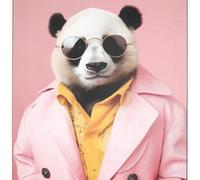 Deenz Bright Dapper Animal Framed Print Multicolour Wall Art Home Décor Badroom Living Room (Panda)