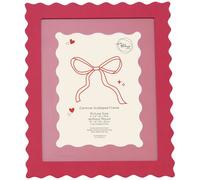 Deenz Carmine Adorable Scalloped Pink Photo Frame 8 X 6 Inches Easy Picture Hanging Decorative Border Great Gift Glass 30 X 25 Cm