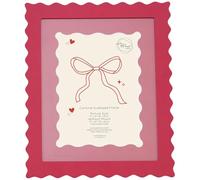 DEENZ Carmine Adorable Scalloped Pink Photo Frame 8 X 6 Inches Easy Picture Hanging Decorative Border Great Gift Glass/Wood Wavy Construction Ideal For Mantels, Shelves And Tables 30 X 25 X 1.5 Cm
