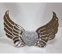 DEENZ Chrome Angels Wings With Crushed Diamond Heart Crystal Art Decorative