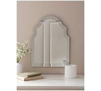 Deenz Classical Clear Glass Construction Wall Mounted Mirror Arched Mirrored Finish Bordered Frameless Velvet 40 X 30 X 0.7 Cm